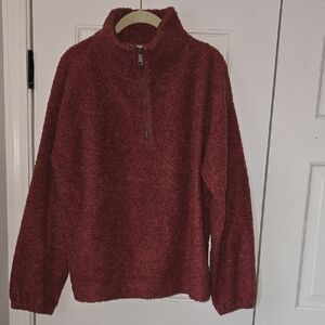 LOFT Womens Maroon Zip-Up Sweater